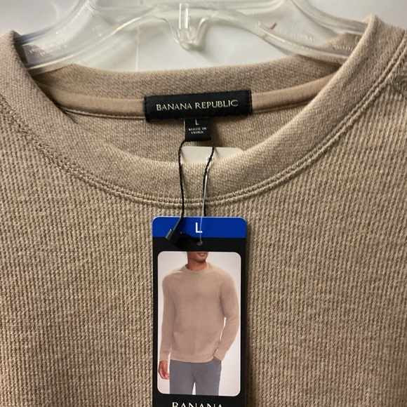 Mens Banana Republic Long Sleeve Waffle Pullover Large Brown NWT - Picture 5 of 6